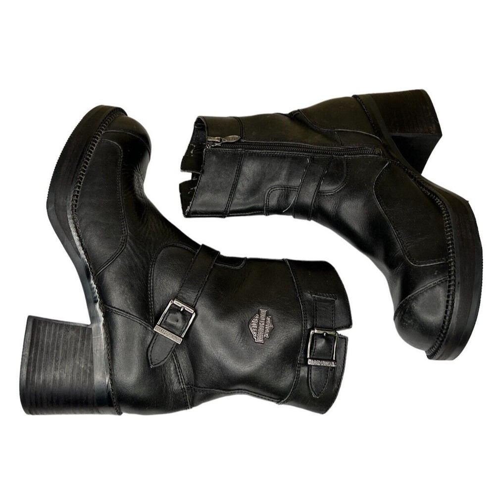 Harley‎ Davidson Double Buckle Side Zip Gypsy Black Boots 85303 Women's Size 10 - Picture 5 of 9